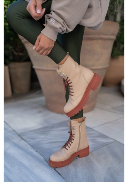 Nicolo Kadın Nude Gercek Deri Kiremit Taban