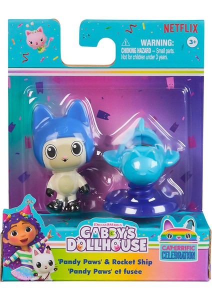Gabbys Dollhouse Pandy Paws And Rocket Ship Figür ve Aksesuar Seti 20149929