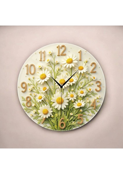 Çiçek Renkli Baskı Desenli Sayılı Hediyelik Ahşap Sessiz Tablo Duvar Saati fiyatları