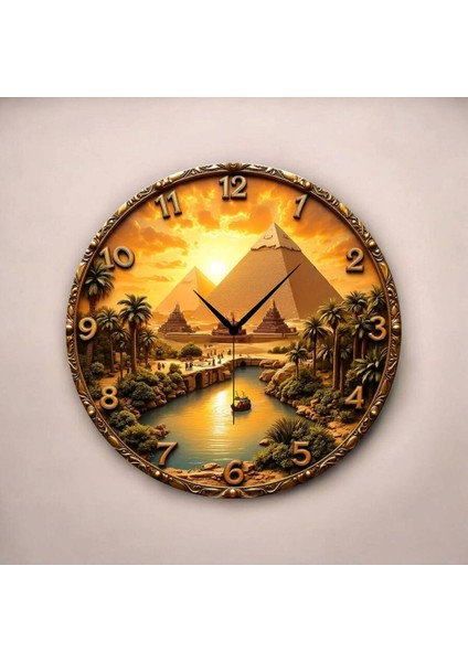 Mısır Piramit Renkli Baskı Desenli Sayılı Hediyelik Ahşap Sessiz Tablo Duvar Saati fiyatları