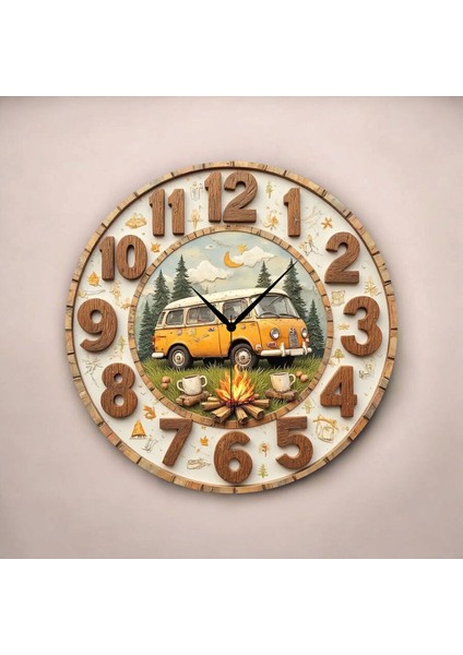 Doğa Araba Renkli Baskı Desenli Sayılı Hediyelik Ahşap Sessiz Tablo Duvar Saati fiyatları