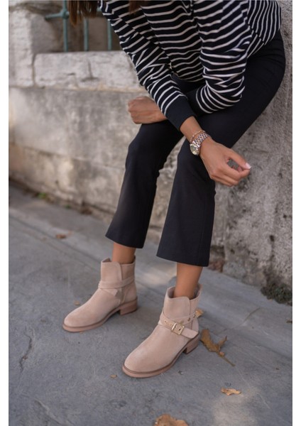 Sesko Kadın Nude Gercek Suet Bootıe