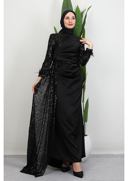 Helin Saten Abiye Siyah