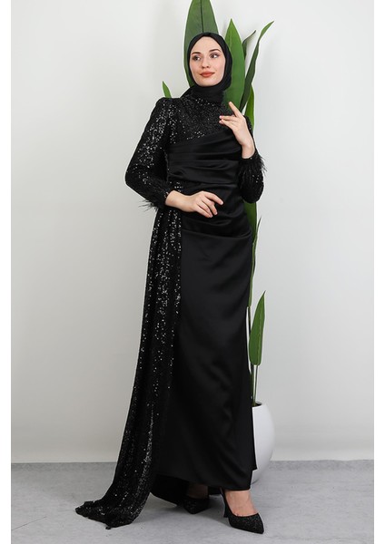 Helin Saten Abiye Siyah modelleri