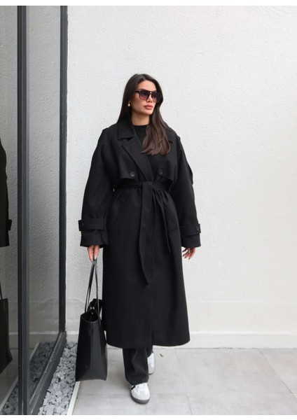 Apolet Detay Kuşaklı Uzun Kaban