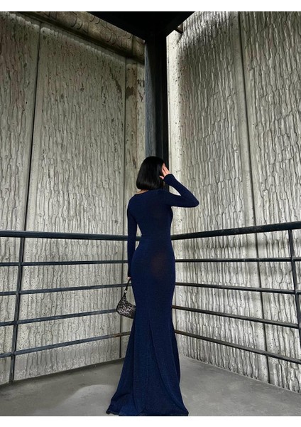 Kalp Yaka Balık Model Flowers Kumaş Abiye Elbise Lacivert 583114 fırsatları