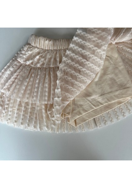 441817 Kız Çocuk Krem Lovely Bow Tül Katlı Etek Üst Takım fiyatları