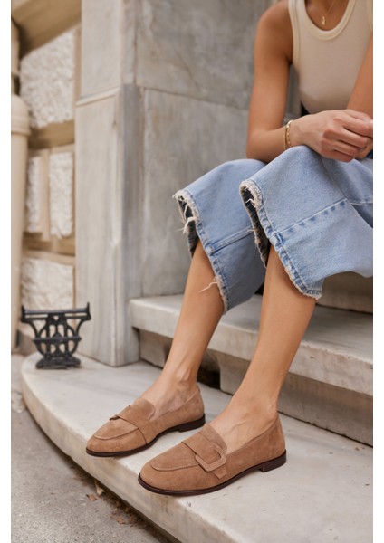 Tiny Kadın Kahve Gercek Suet Loafer Ayakkabi