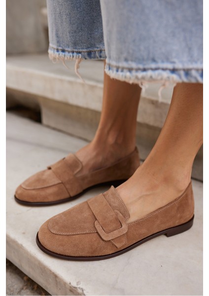 Tiny Kadın Kahve Gercek Suet Loafer Ayakkabi