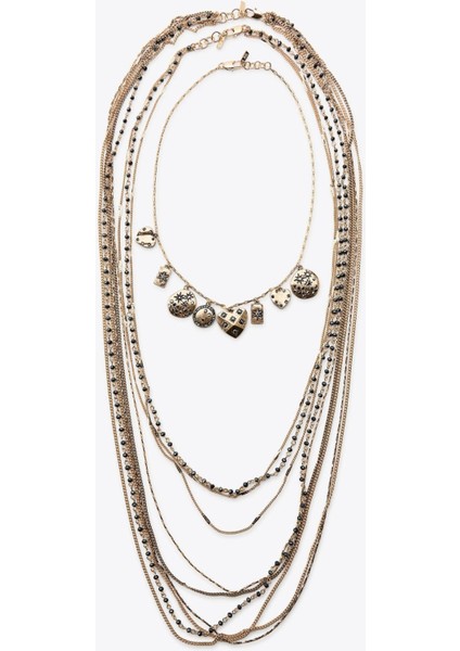 - Muse Necklaces - 3'lü Zincir Madalyon Trend Kadın Kolye (KOD-372)