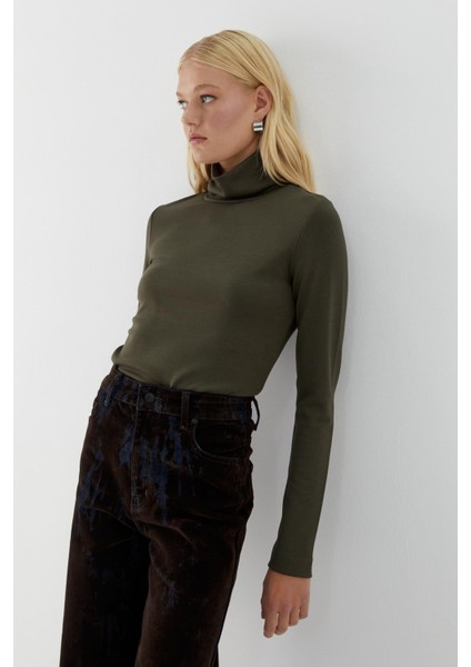 Balıkçı Yaka Uzun Kollu Body Haki fiyatları