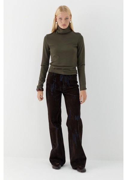 Balıkçı Yaka Uzun Kollu Body Haki modelleri