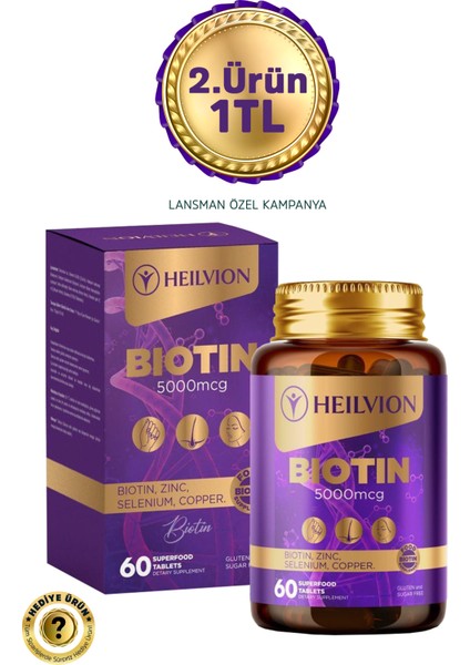 Biotin 5.000 Mcg - Biotin, Çinko, Selenyum, Bakır Içeren Saç ve Tırnak Vitamini
