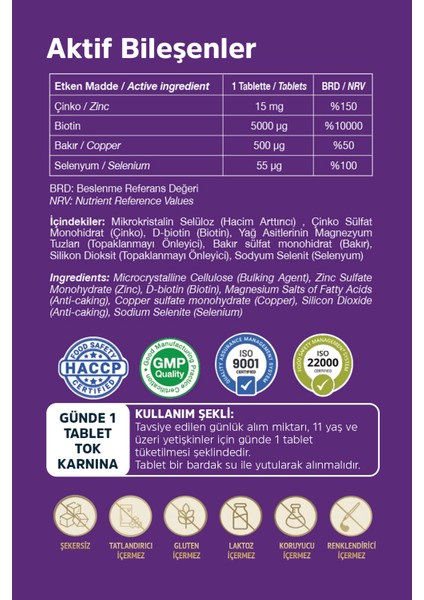 Biotin 5.000 Mcg - Biotin, Çinko, Selenyum, Bakır Içeren Saç ve Tırnak Vitamini indirimleri