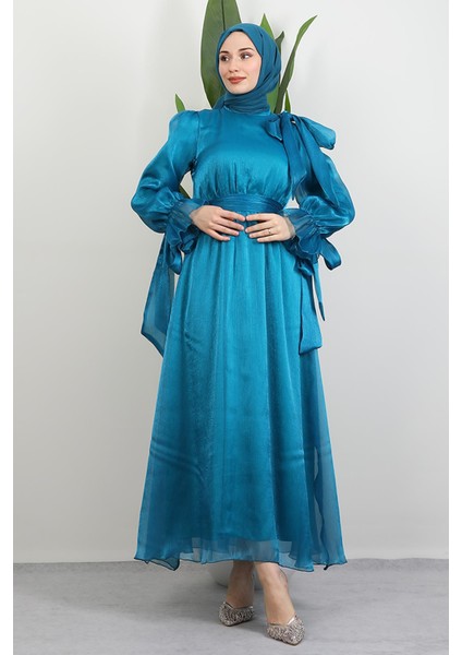 Mişa Tesettür Elbise Petrol modelleri