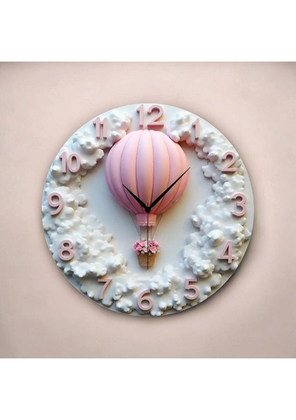 Uçan Balon Renkli Baskı Desenli Sayılı Hediyelik Ahşap Sessiz Tablo Duvar Saati fiyatları