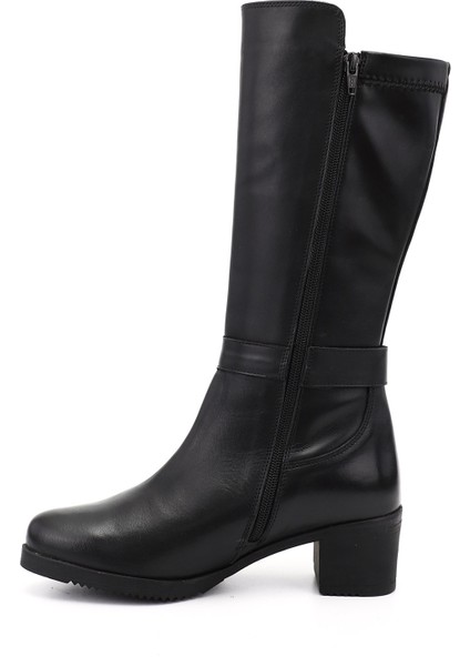 Kadın Siyah Kalın Topuklu Hakiki Deri Çizme modelleri