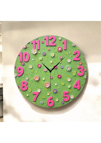 Renkli Baskı Desenli Sayılı Hediyelik Ahşap Sessiz Tablo Duvar Saati