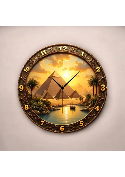 Mısır Piramit Renkli Baskı Desenli Sayılı Hediyelik Ahşap Sessiz Tablo Duvar Saati fiyatları
