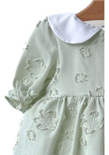 Kız Bebek Kız Çocuk Doğum Günü Parti Düğün Elbise Yarım Kol Astarlı Yakalı Çiçekli Elbise fiyatları