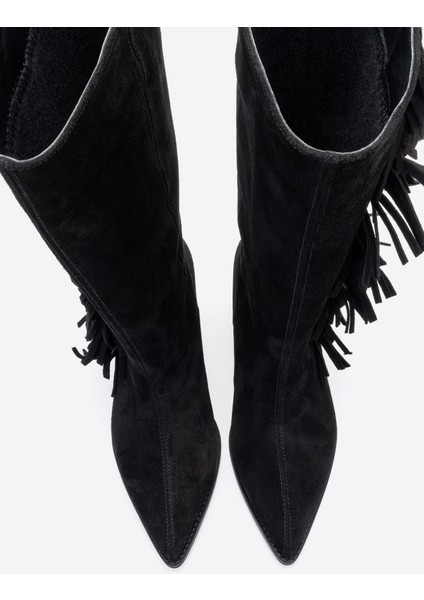 Orlo Siyah Süet Hakiki Deri Püsküllü Kadın Western Çizme fiyatları