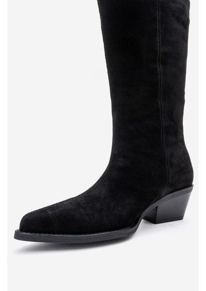 Orlo Siyah Süet Hakiki Deri Püsküllü Kadın Western Çizme fırsatları