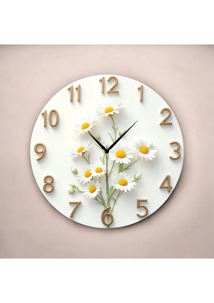 Çiçek Renkli Baskı Desenli Sayılı Hediyelik Ahşap Sessiz Tablo Duvar Saati fiyatları