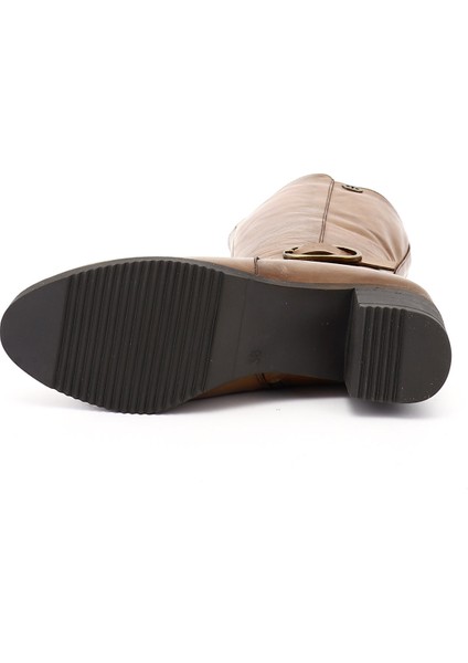 Kadın Taba Antik Kalın Topuklu Hakiki Deri Çizme fırsatları