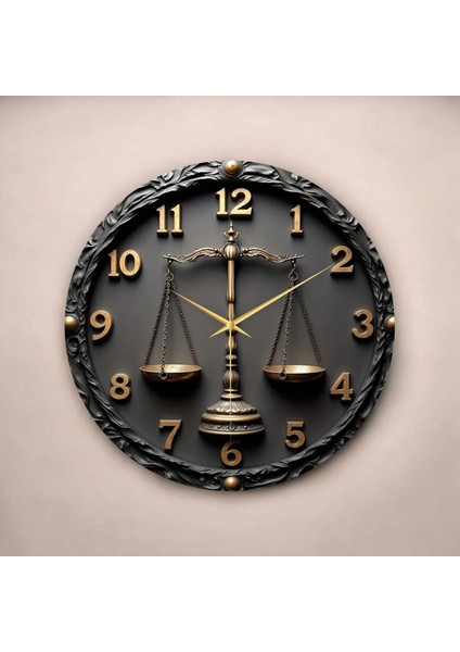 Terazi Adalet Avukat Renkli Baskı Desenli Sayılı Hediyelik Ahşap Sessiz Tablo Duvar Saati fiyatları