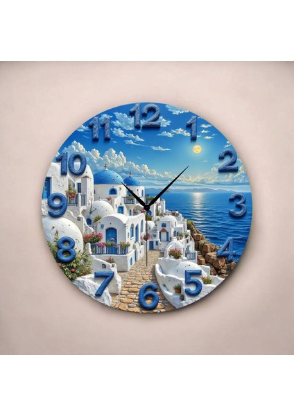 Deniz Doğa Renkli Baskı Desenli Sayılı Hediyelik Ahşap Sessiz Tablo Duvar Saati fiyatları
