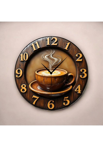 Kahve Renkli Baskı Desenli Sayılı Hediyelik Ahşap Sessiz Tablo Duvar Saati fiyatları