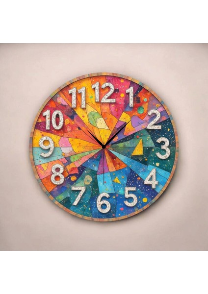 Renkli Baskı Desenli Sayılı Hediyelik Ahşap Sessiz Tablo Duvar Saati fiyatları