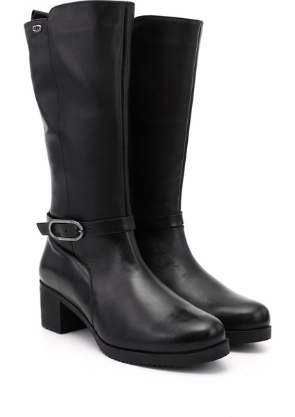 Kadın Siyah Kalın Topuklu Hakiki Deri Çizme fiyatları