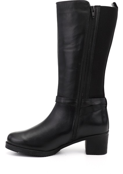 Kadın Siyah Kalın Topuklu Hakiki Deri Çizme modelleri