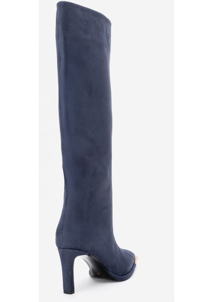 Lexa Lacivert Süet Altın Detaylı Sivri Burunlu Kadın Topuklu Çizme indirimleri