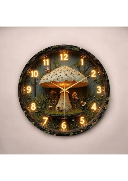 Mantar Renkli Baskı Desenli Sayılı Hediyelik Ahşap Sessiz Tablo Duvar Saati fiyatları