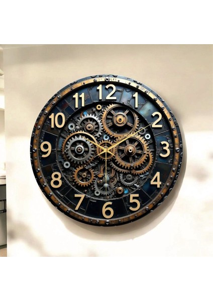 Çark Renkli Baskı Desenli Sayılı Hediyelik Ahşap Sessiz Tablo Duvar Saati