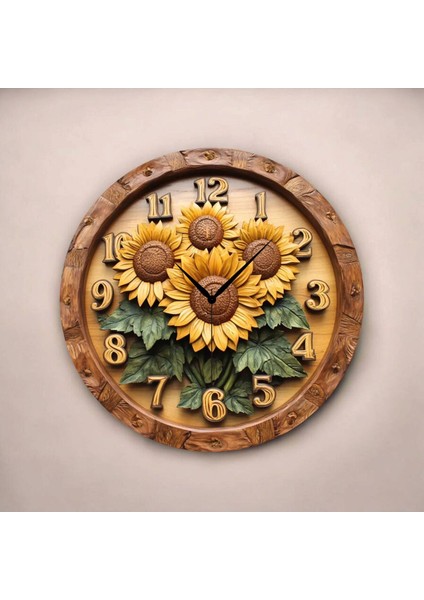 Çiçek Renkli Baskı Desenli Sayılı Hediyelik Ahşap Sessiz Tablo Duvar Saati fiyatları