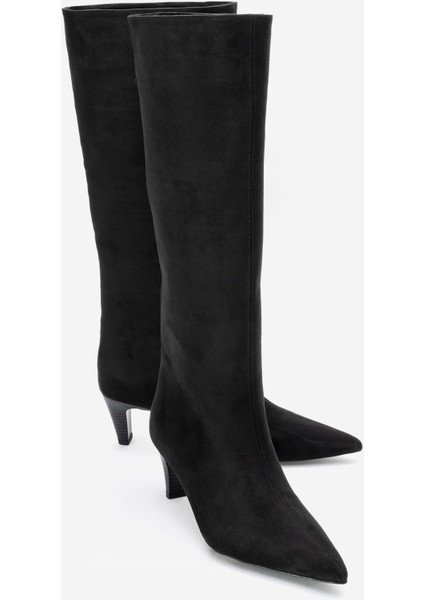 Armelıa Siyah Süet Kadın Kısa Topuklu Çizme
