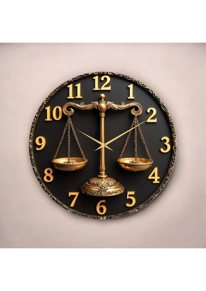 Terazi Adalet Avukat Renkli Baskı Desenli Sayılı Hediyelik Ahşap Sessiz Tablo Duvar Saati fiyatları