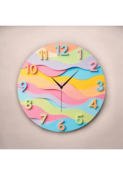 Renkli Baskı Desenli Sayılı Hediyelik Ahşap Sessiz Tablo Duvar Saati fiyatları