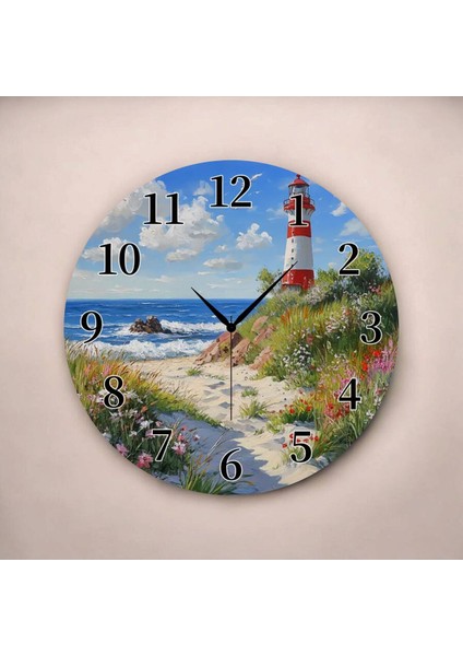 Doğa Manzara Renkli Baskı Desenli Sayılı Hediyelik Ahşap Sessiz Tablo Duvar Saati fiyatları