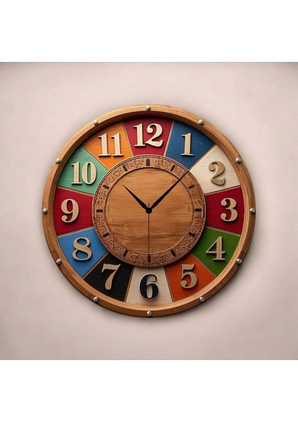 Renkli Baskı Desenli Sayılı Hediyelik Ahşap Sessiz Tablo Duvar Saati fiyatları