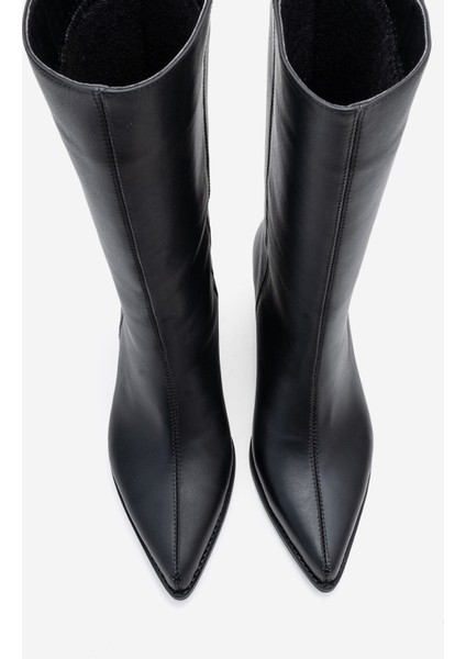 Juana Siyah Cilt Hakiki Deri Sivri Burunlu Kadın Çizme fiyatları