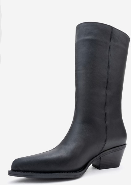 Juana Siyah Cilt Hakiki Deri Sivri Burunlu Kadın Çizme fırsatları