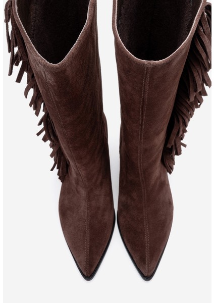 Orlo Kahverengi Süet Hakiki Deri Püsküllü Kadın Western Çizme fiyatları