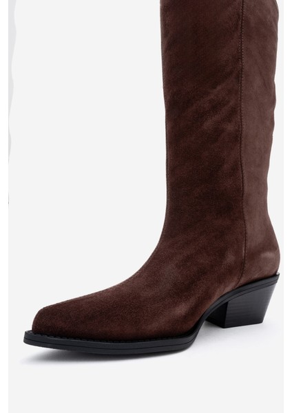 Orlo Kahverengi Süet Hakiki Deri Püsküllü Kadın Western Çizme fırsatları