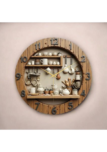 Mutfak Renkli Baskı Desenli Sayılı Hediyelik Ahşap Sessiz Tablo Duvar Saati fiyatları