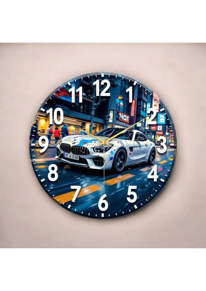 Araba Renkli Baskı Desenli Sayılı Hediyelik Ahşap Sessiz Tablo Duvar Saati fiyatları