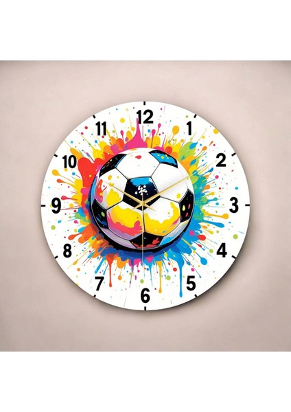 Futbol Top Renkli Baskı Desenli Sayılı Hediyelik Ahşap Sessiz Tablo Duvar Saati fiyatları